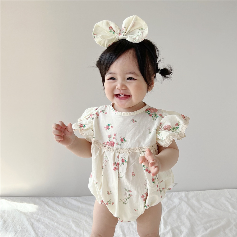 Set Đồ Mùa Hè 2 Món Gồm Áo Tay Ren Phong Cách Hàn Quốc Cho Bé Gái