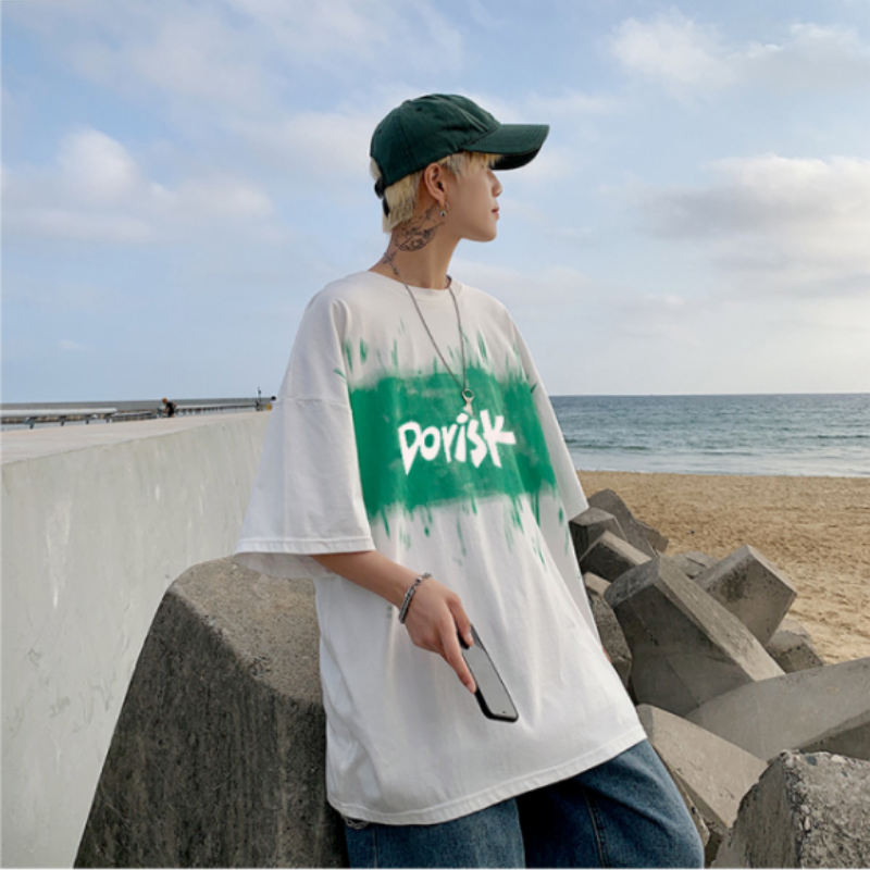 Áo Thun Nam Tay Ngắn Dáng Rộng Phong Cách Hàn Quốc