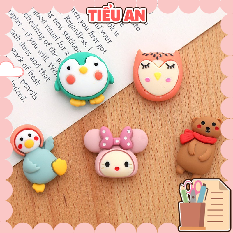 Charm (C21) slime/ Dụng Cụ Charm Trang Trí [Ko Keo &amp; Nút] Hình Mặt Thú Vui nhộn (cỡ 2 cm)