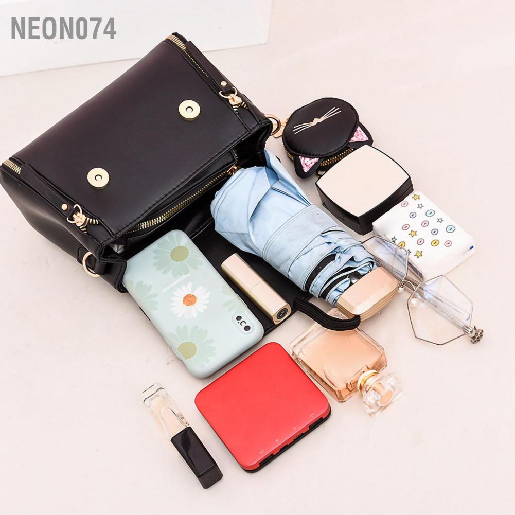 Neon074 Women Shoulder Bag Large Capacity Pure Color Soft PU Leather Fashionable Handbag