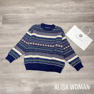 Áo len hoạ tiết xanh - ALISA
