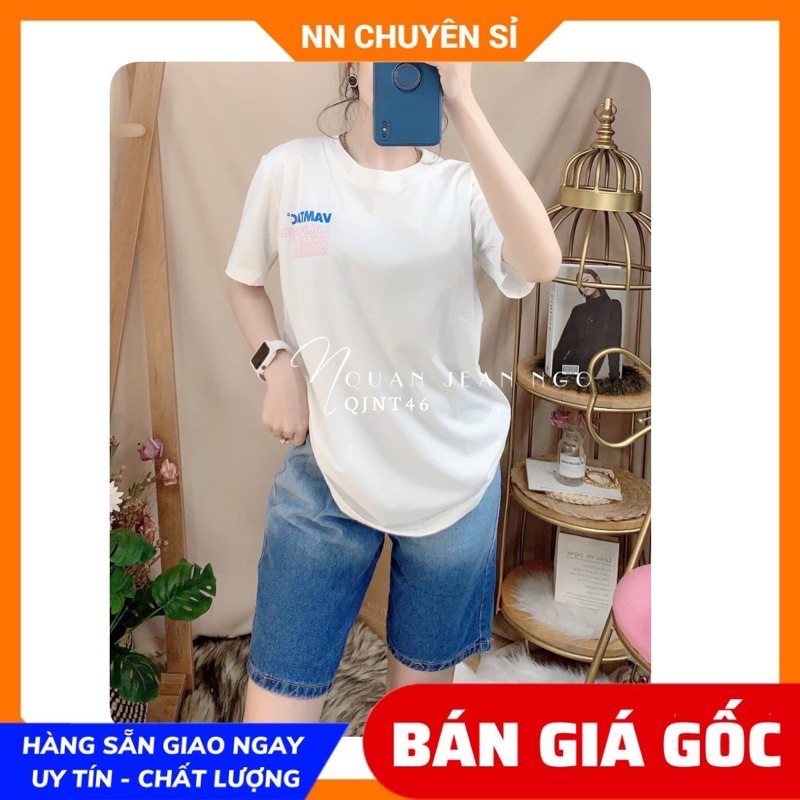 Quần lửng nữ chất jean Quần jean ngố nữ loang màu dễ thương N46