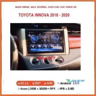 Bộ Màn hình androi+ mặt dưỡng cho xe TOYOTA INNOVA 2018-2020,Đầu DVD toyota lắp zin cho Innova có giắc zin đi kèm.