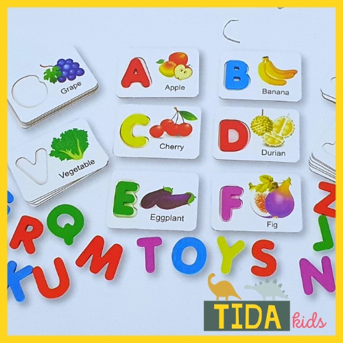 English Letter Identification Card, Đồ Chơi Giáo Dục Thẻ Học Đánh Vần Chữ Cái Tiếng Anh Cho Bé Ghép Chữ TiDa Kids Shop