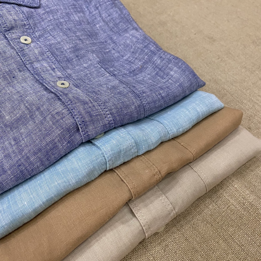 Áo Sơ Mi Nam Linen Tưng Tay Ngắn 1 Túi