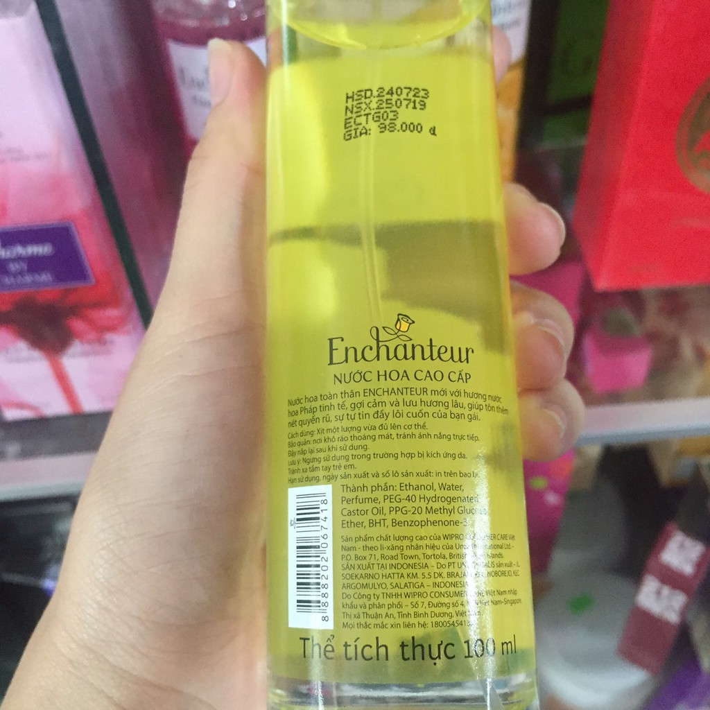 MẪU MỚI CHAI SÀNH Nước hoa xịt toàn thân Enchanteur 100ml GIÁ BAO BÌ 98K