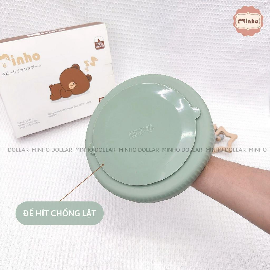 Khay ăn dặm silicon có đế hít chống lật 3 ngăn mẫu mới viền sọc (không kèm thìa dĩa)