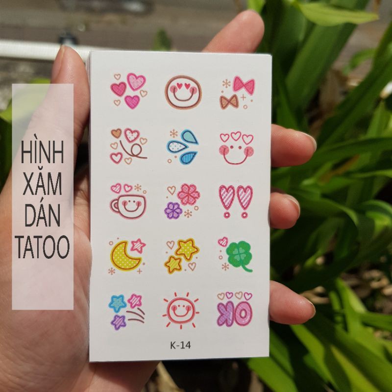 Hình xăm mini cartoon k14. Xăm dán tatoo mini tạm thời, size &lt;10x6cm