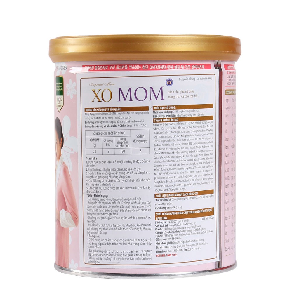 Sữa Bà Bầu Namyang XO Mom Hộp 400g (Phụ nữ mang thai và cho con bú)