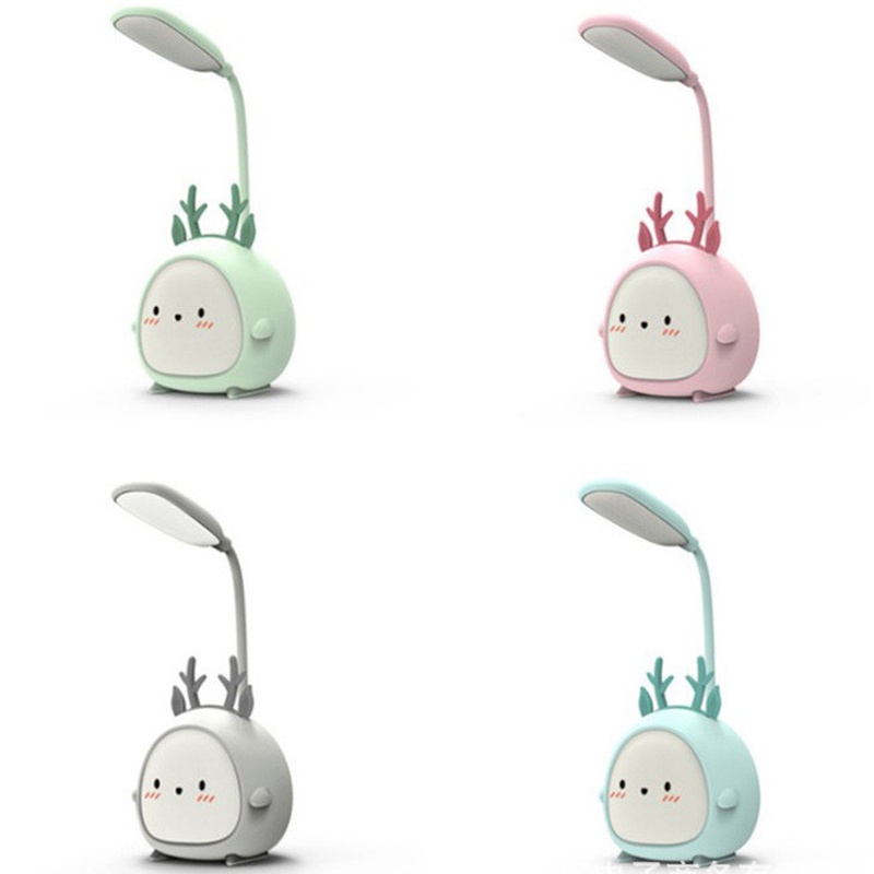 Đèn LED Đọc Sách Để Bàn Dạng Gập Hình Hươu Hoạt Hình Sáng Tạo Dễ Thương Có Cổng Sạc USB