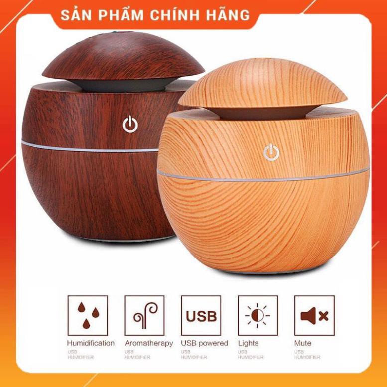 Máy xông tinh dầu vân gỗ mini tiện dụng