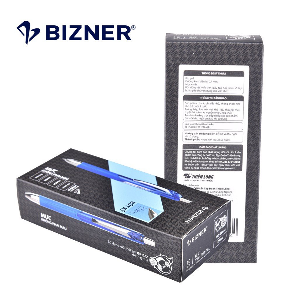  Bút Gel 2 Đầu Bi Thiên Long Bizner Cao Cấp BIZ- GEL24- 2 màu mực Xanh/ Đen