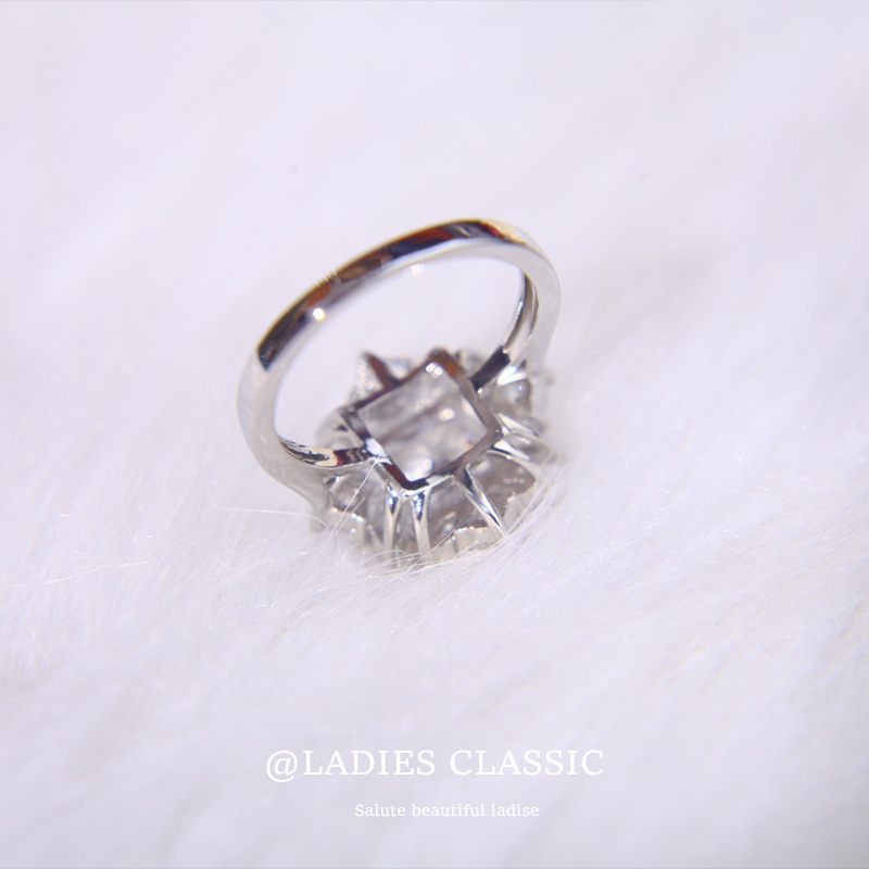 Nhẫn Mạ Bạc Đính Kim Cương Lấp Lánh Siêu Nhấp Nháy Thời Trang Cho Nữ