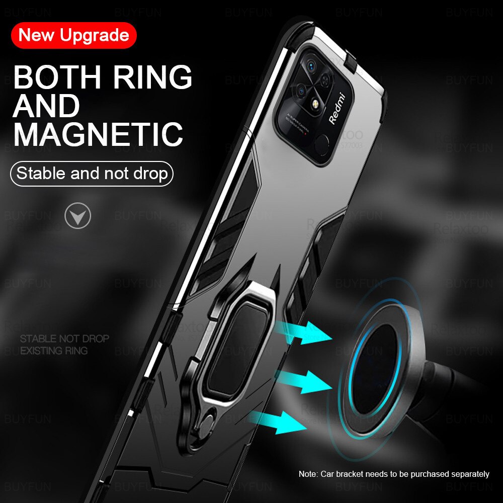 Redmi10C Case Car Magnetic Holder Ring Stand Armor Coque For Xiaomi Redmi 10C Redmi Redme Redmi 10 C Hard Shockproof Phone Cover