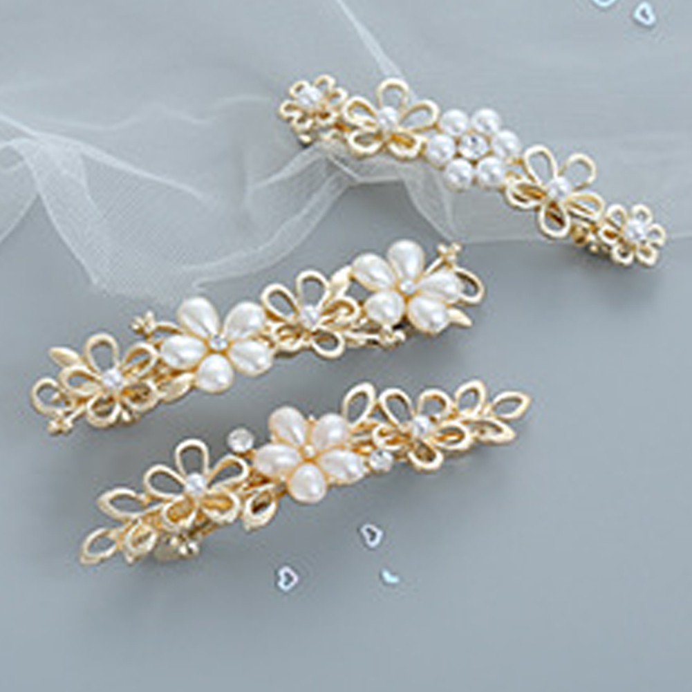 Kẹp Tóc Kim Loại Hình Hoa Đính Ngọc Trai Giả Thời Trang Cho Nữ