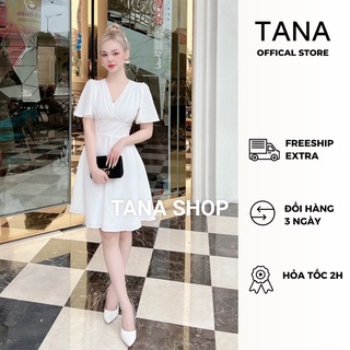 Đầm dự tiệc TANA D0502 đầm cổ tim cánh tiên màu trắng phù hợp mặc đi tiệc, đi chơi, đi dạo phố