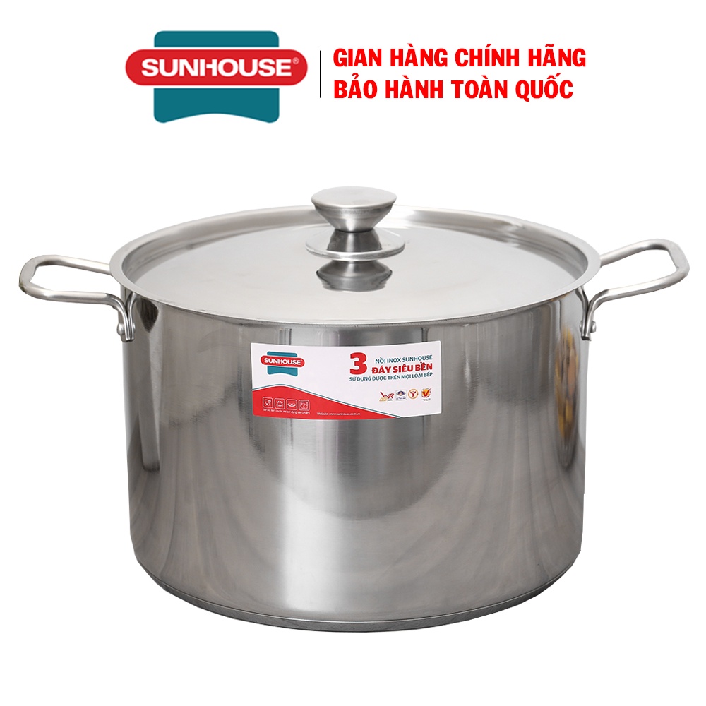 Nồi luộc gà inox 3 đáy Sunhouse SHG300, Size 30cm, 32cm