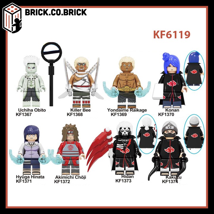 KF6119 - Đồ chơi lắp ráp Minifig và Non lego Naruto - Mô hình xếp hình sáng tạo Hinata, Killer Bee, Choji, Konan, Hidan