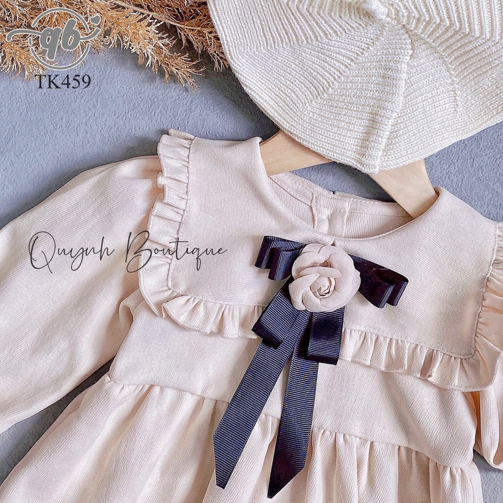 Quần áo trẻ em Quỳnh Boutique Mẫu váy nhung hoa hồng cho bé