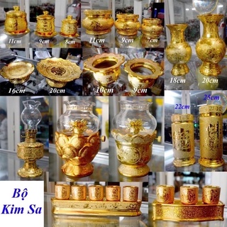 Chung Nước Thờ Cúng Kim Sa Vàng 8cm-11cm