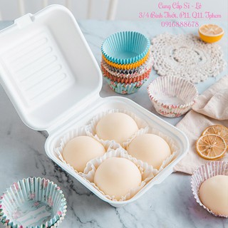 Hộp Bã Mía Vuông Đựng Bánh & Hamburger, Hộp Bento (lốc 50 cái)