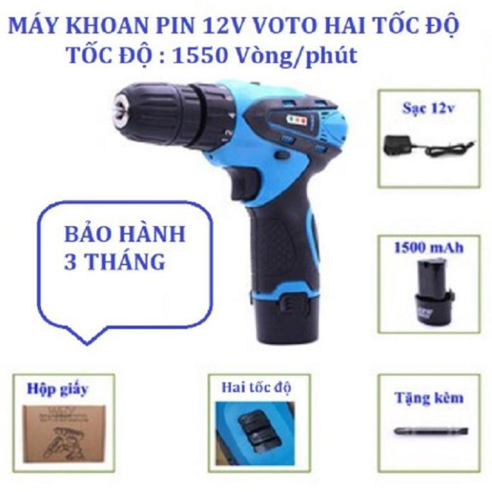 Máy Khoan Pin Hai Tốc Độ VOTO 12 V