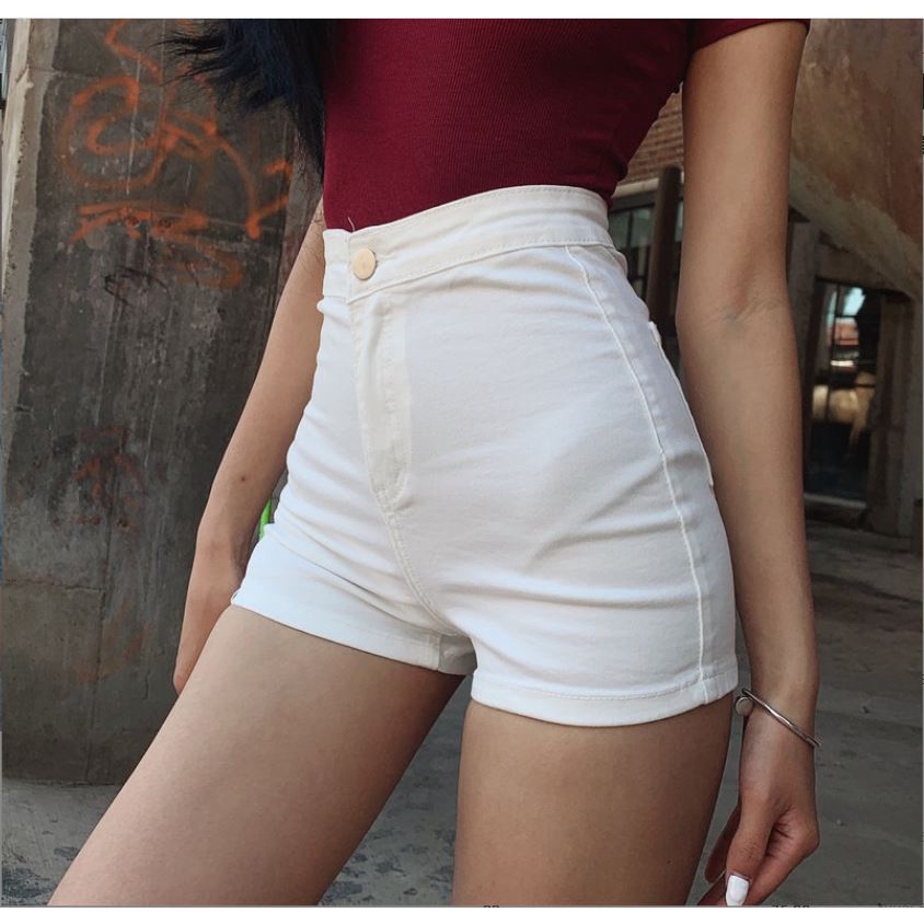 Quần Short Nữ Kaki Lưng Cao Form Ôm Chất Co Dãn Thoải Mái 4 Màu