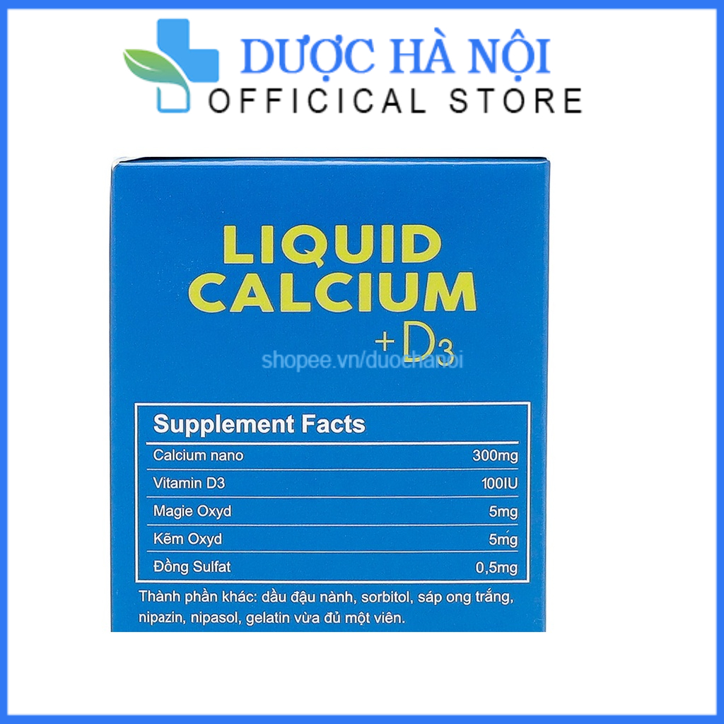 Viên uống bổ sung canxi Liquid Calcium D3 giúp chắc khỏe xương, phát triển chiều cao chai 100 viên