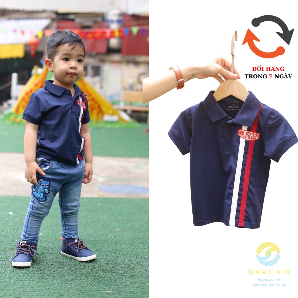 áo polo bé trai 15-50kg, chất cotton 100% siêu đẹp, mamikid