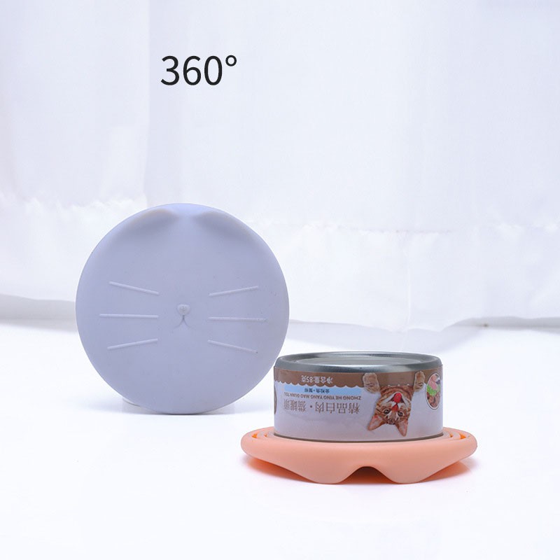 Pet Cute Cat Face Shape Fresh-keeping Sealed Can Lid TPR Material One-piece Molded Cat and Dog Canned Food Universal Lid Three Diameter Circles