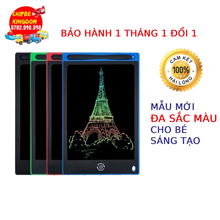 (Loại Mới, sỉ) Bảng Viết Bảng Vẽ Điện Tử Thông Minh LCD đa sắc màu Tự Động Xóa Cho Bé 5 inch 8.5 inch 10 inch 12 inch