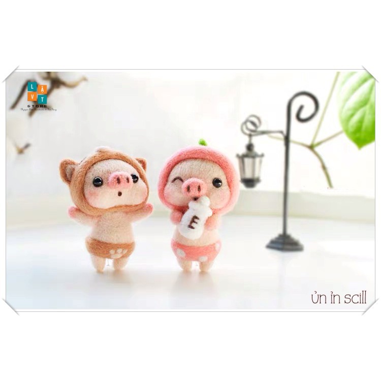 [FREESHIP TỪ 50K] KIT LEN CHỌC ỦN ỈN SCILL - Needle Felting Pig - Handmade, Quà Tặng, DIYS