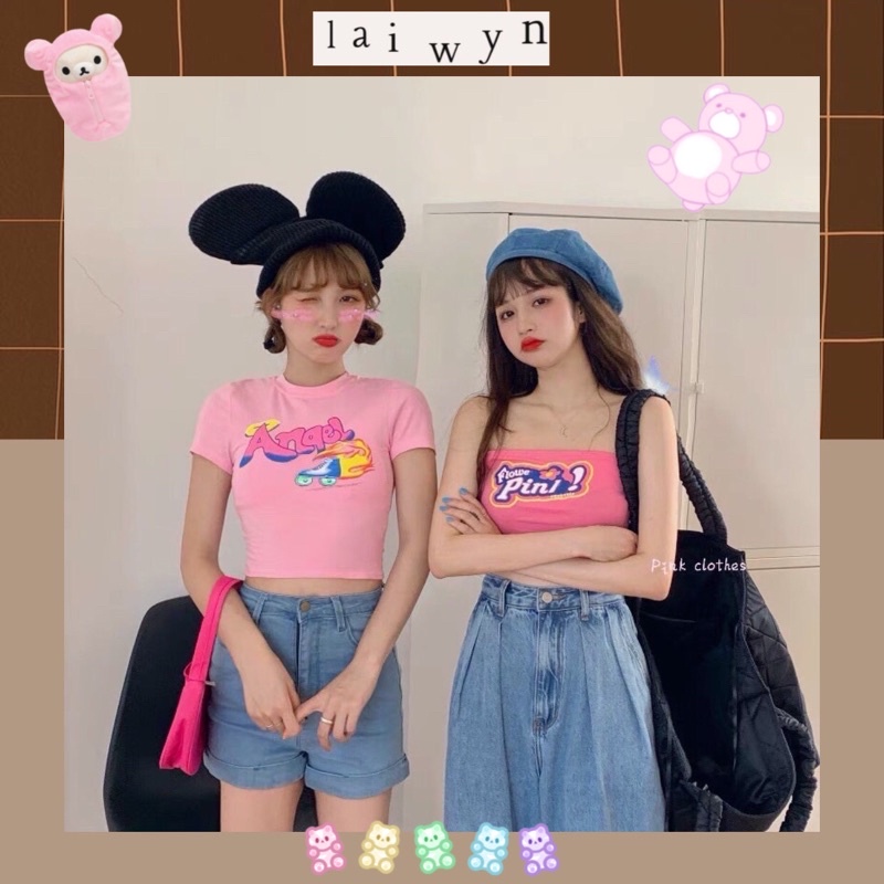 Áo ống, croptop hồng baby cá tính, gợi cảm (sẵn)