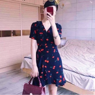 Đầm cherry bèo đắp tà