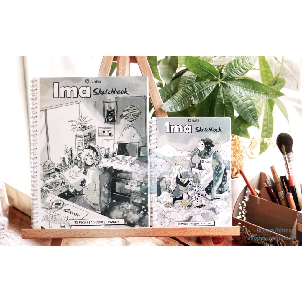 Sổ sketchbook Nabii IMA - size A5/A4 - 32 tờ - giấy màu cream - 160gsm