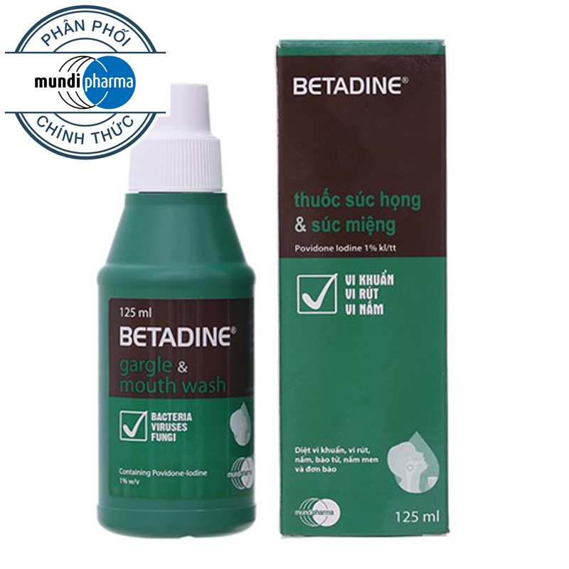 DUNG DỊCH SÚC MIỆNG HỌNG BETADINE 125ML BETADINE MOUTH WASH BETADIN SM | BigBuy360 - bigbuy360.vn