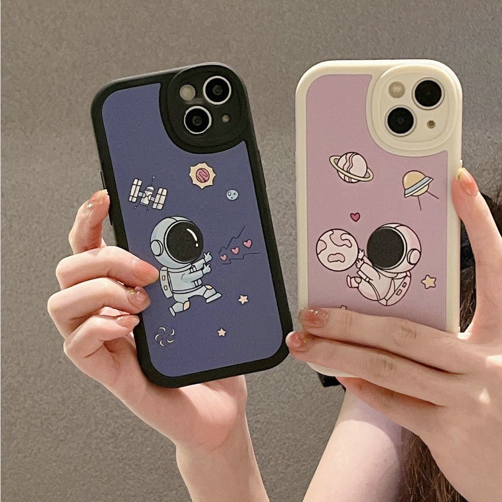 Samsung Galaxy S20 S21 FE Plus Ultra A73 A53 A13 A52 A72 A33 A23 A22 A32 A12 A03 A03S A21S A11 M23 A51 A71 A50 A50S A20 A30 A30S A10S M11 M32 M22 S21+ 4G 5G Couple Cute Space Astronaut Silicon Soft Phone Case Lens protection Full Back Cover DY 37
