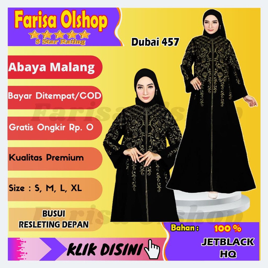 Đầm Dài Thêu Họa Tiết Màu Đen Phong Cách Hồi Giáo Cho Nữ Abaya Arab Dubai 457