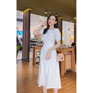 Đầm váy freesize cổ tròn tùng nhúng 3 màu