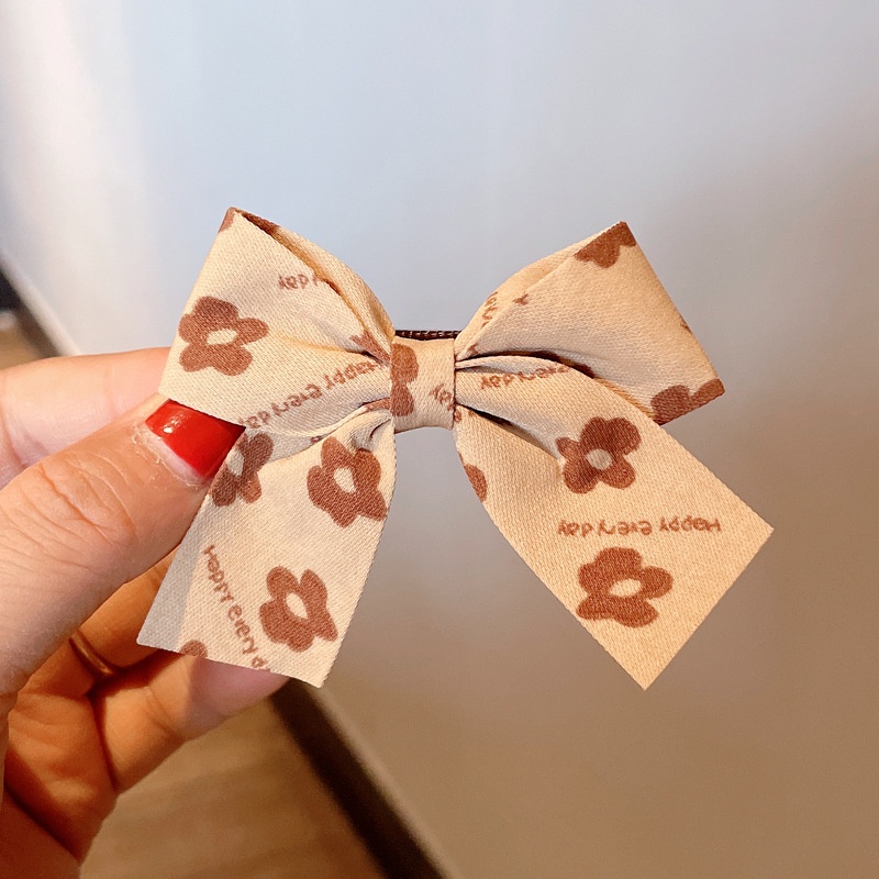 Kẹp Tóc Nơ In Họa Tiết Hoa Phong Cách Hàn Quốc Thời Trang Xinh Xắn Cho Bé Gái