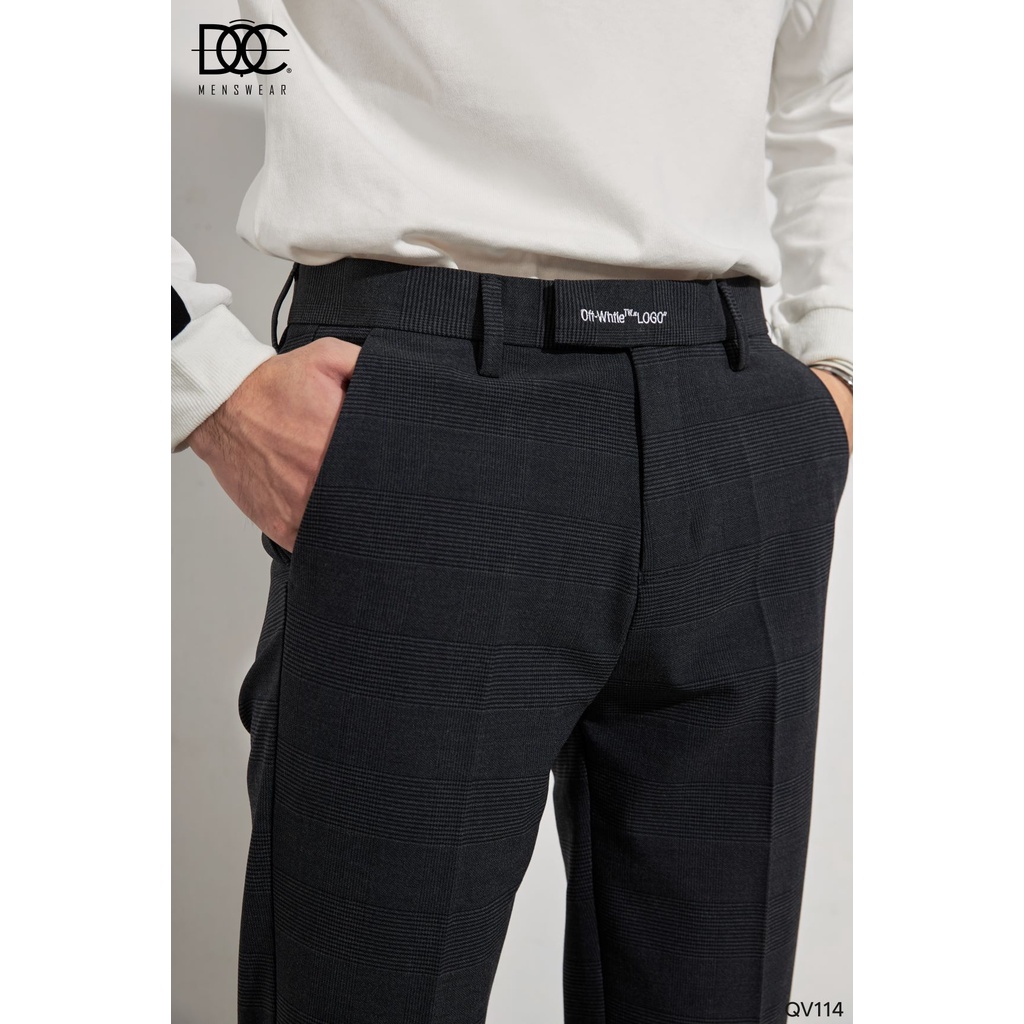 Quần Âu Nam ĐỘC Menswear – QV114 Kẻ Caro Thêu Chữ Form Hàn Quốc