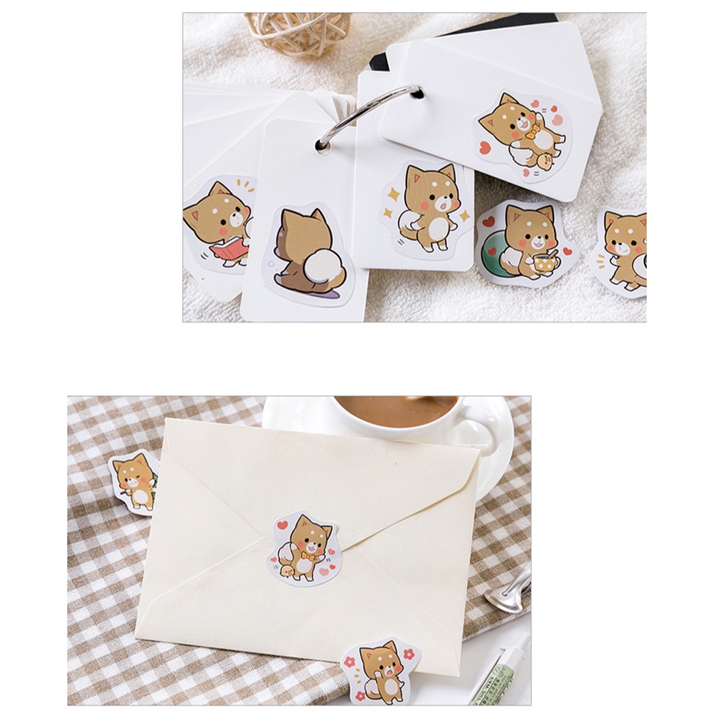 Set 45 miếng dán hình chú chó Shiba hoạt hình dễ thương sáng tạo trang trí đồ dùng học tập/dán tường/sổ lưu niệm