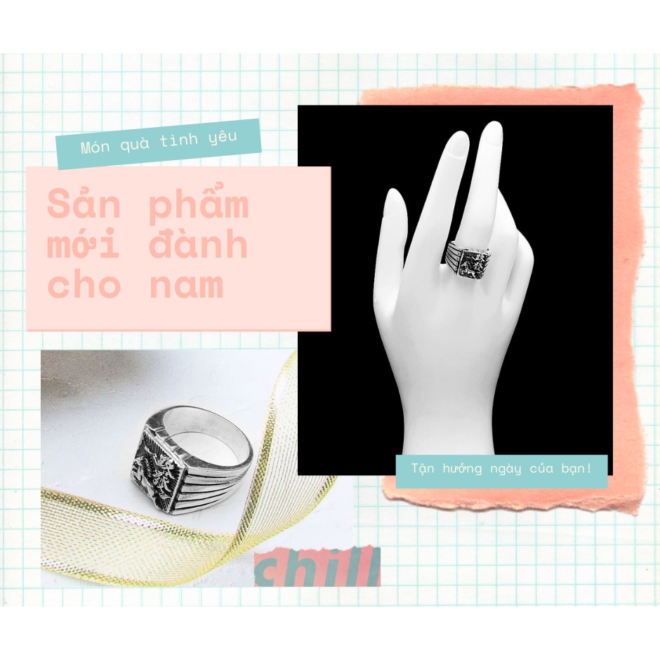 Nhẫn Nam Bạc Mã Đáo Thành Công Kiểu Cổ Nam Tính Bạc Hiểu Minh NA606
