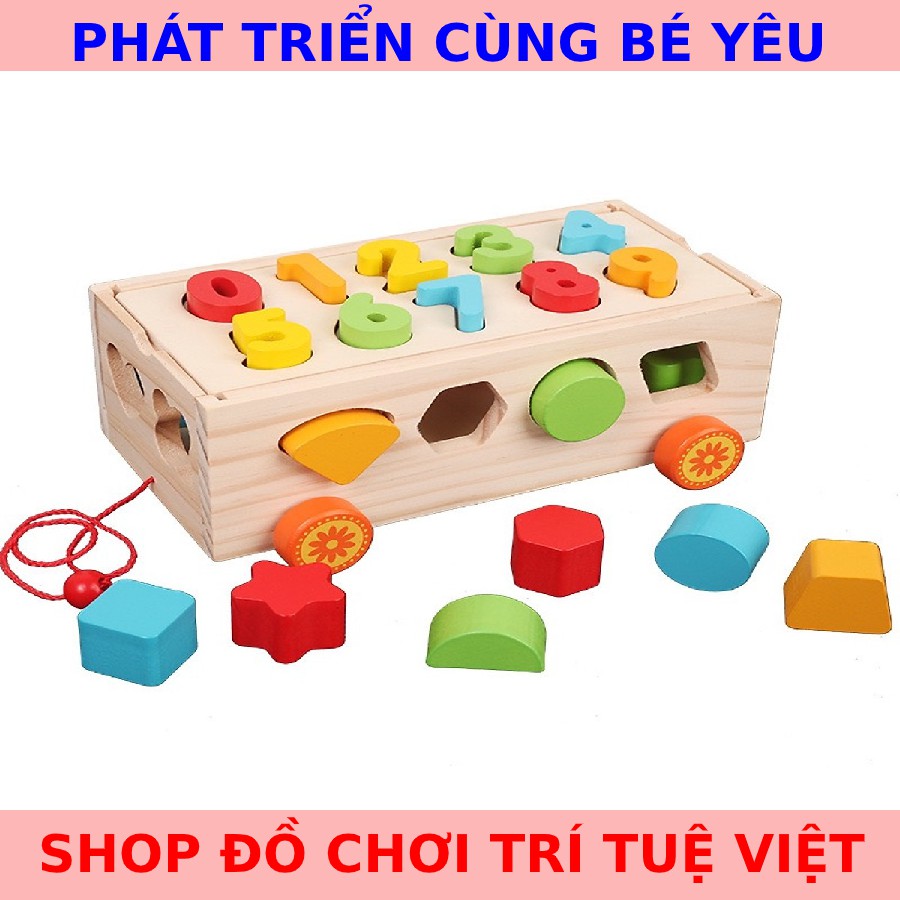 ✅PHÁT TRIỂN IQ CHO BÉ✅ ĐỒ CHƠI GỖ_THẢ HÌNH, SỐ VÀO XE KÉO NHIỀU MÀU SẮC