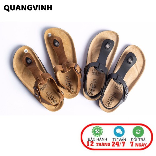 [DÉP DA BÒ] D10-Dép da bò xỏ ngón cá tính Unisex (Đế trấu) Bioline