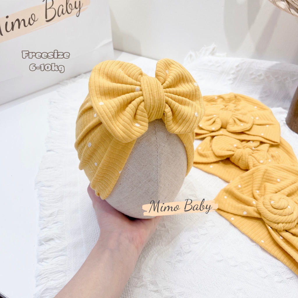 Mũ nón turban nền vàng chấm bi đáng yêu cho bé gái 6-10kg MTB83 Mimo Baby