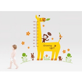 Decal dán tường thước đo hươu cao cổ 3 binbin td17