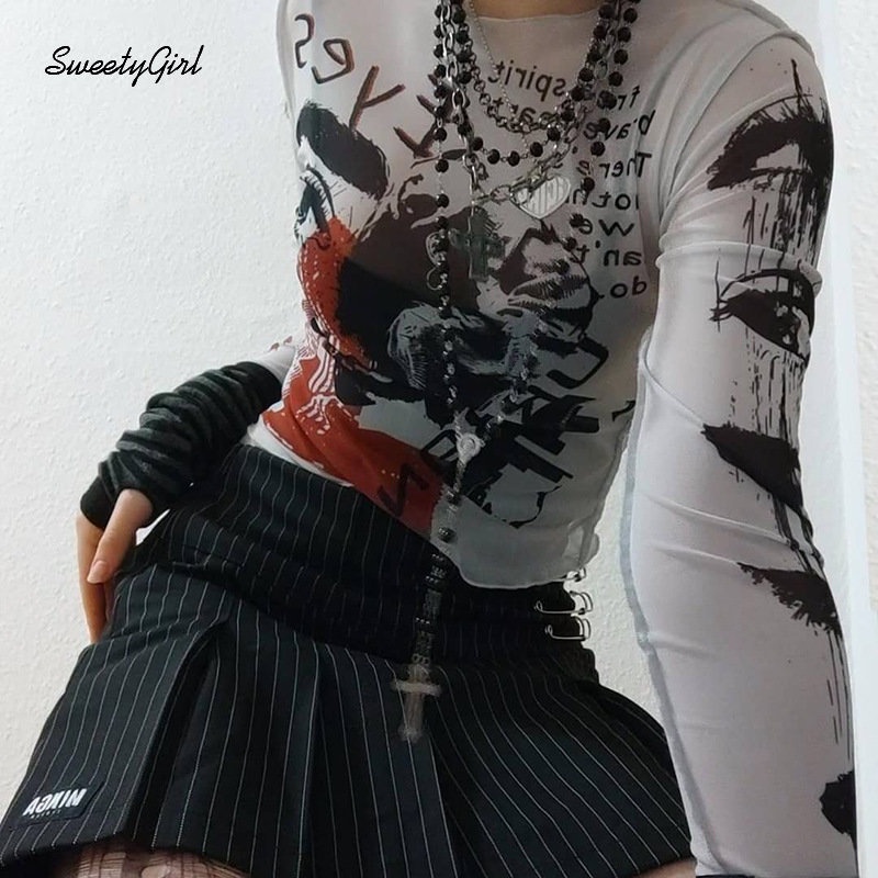 Áo Thun Dài Tay Cổ Tròn Phối Màu Tương Phản Thời Trang 2022 Y2k Cho Nữ