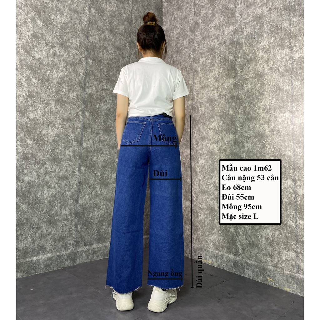 [Mã WASTMAY giảm 15% tối đa 30K đơn 150K] Quần Jean Nữ Ống rộng Màu Xanh Basic Lai Tua (Không Gấu) BC180 | BigBuy360 - bigbuy360.vn