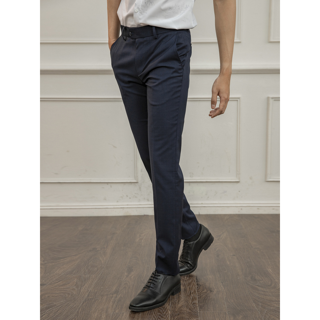 Quần Tây Nam Aristino ATR05009 Quần Âu Nam Màu Xanh Tím Than 13 Kẻ Form Dáng Slim Fit Chất Liệu Polyester